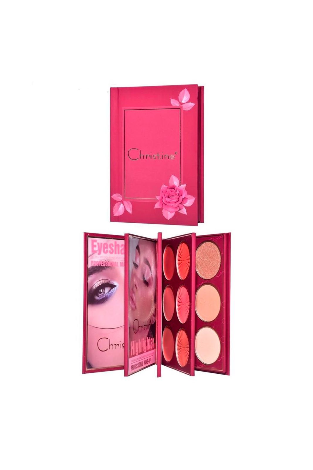 CHRISTINE KRICSTEN 4 IN 1 PALETTE NOTEBOOK EYE SHADOW + ILLUMINATOR + BLUSH + LIPSTICK