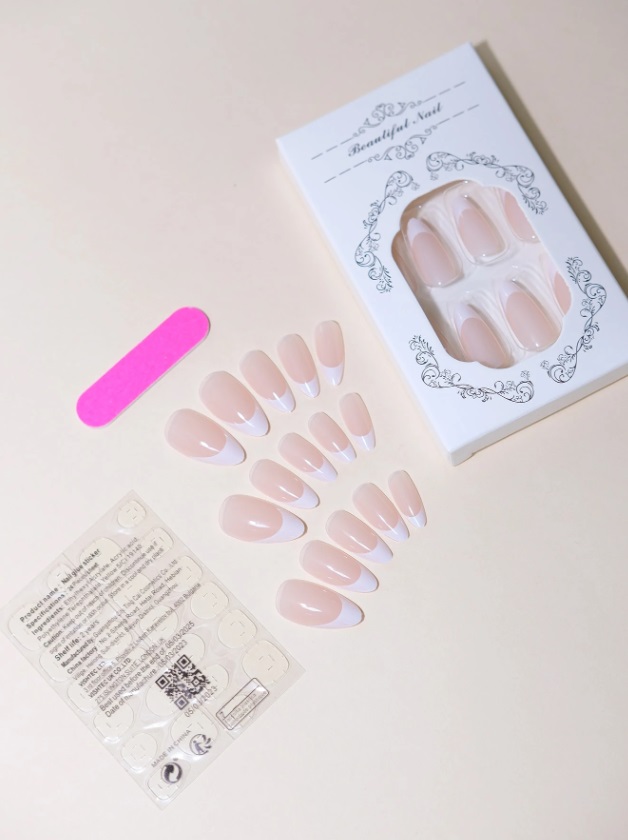 24pcs Cute Almond Shape Fake Nails