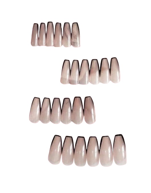24pcs Nude And Black French Style Ballet False Nail