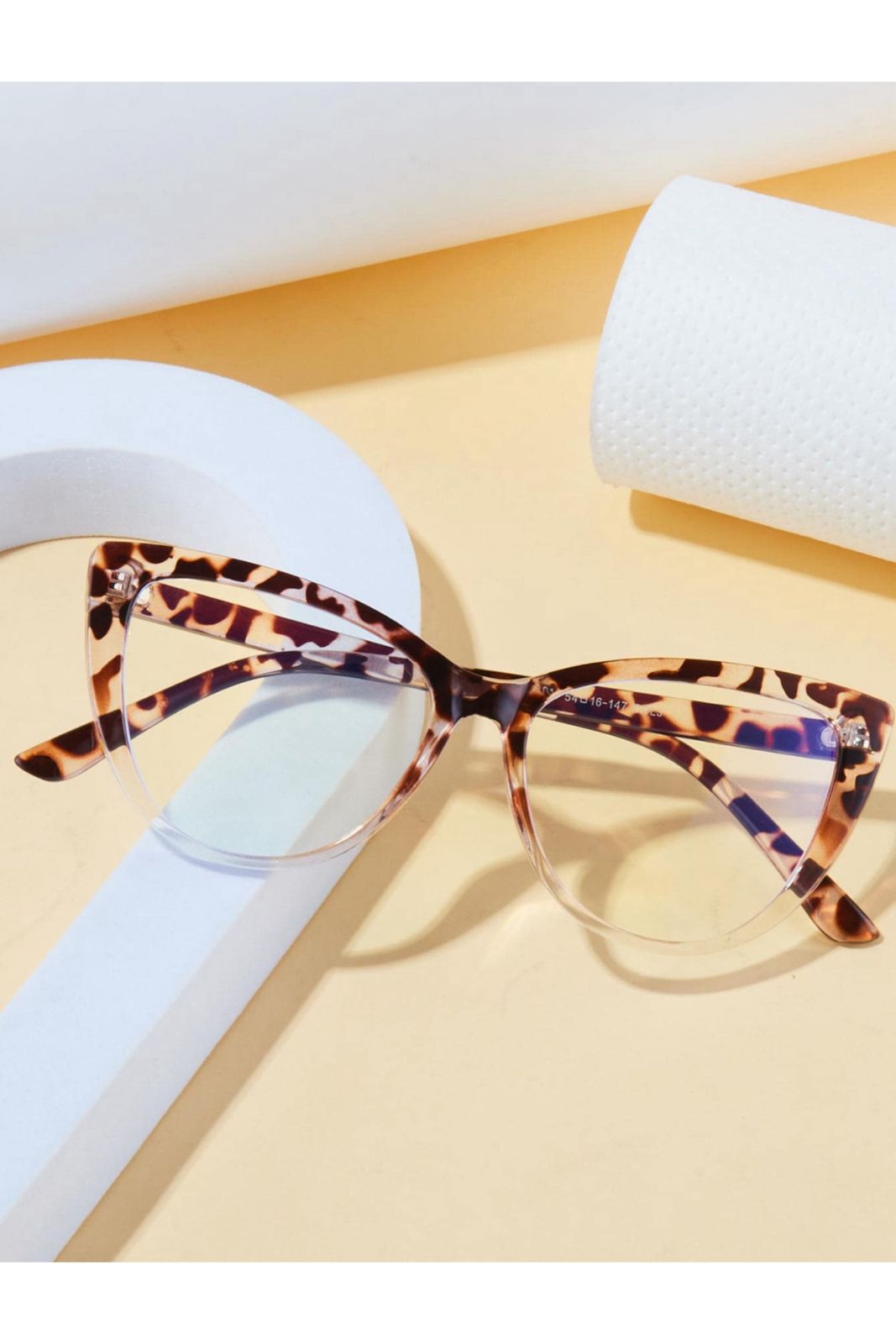 Cat Eye Leopard Print Clear Glasses – Unisex