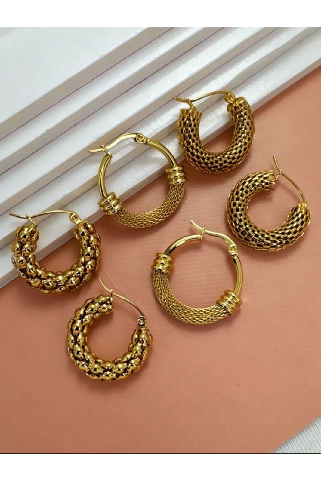 3Pairs European And American Personality Fashion Stainless Steel Ring Hollow