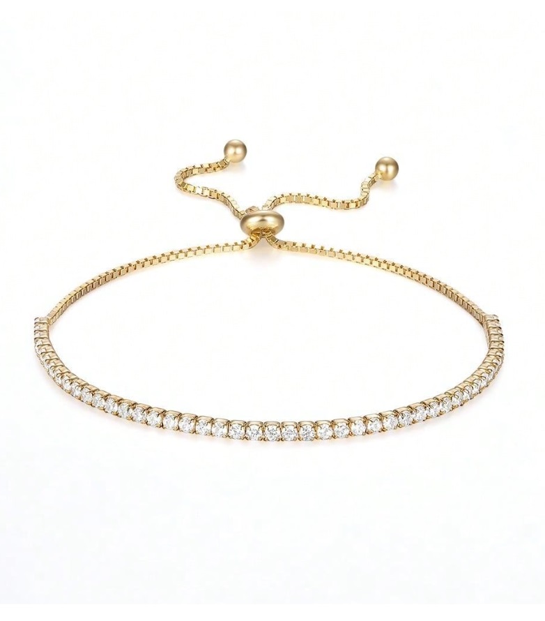 Sparkly Tennis Bracelet - Adjustable Inlaid Cubic Zirconia Hand Jewelry