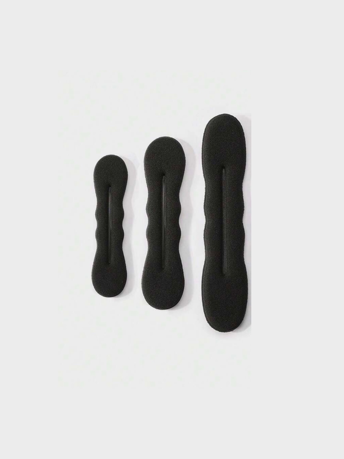 3pcs Soft Sponge Hair Bun Maker Set - Black