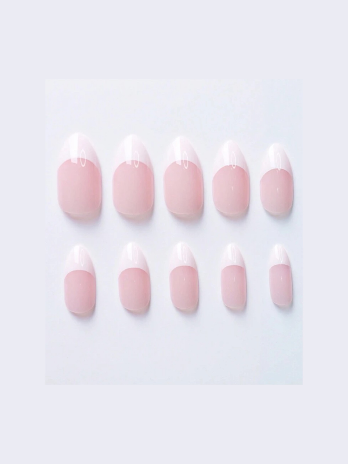 120pcs Almond Pink French Press-On Nails Set