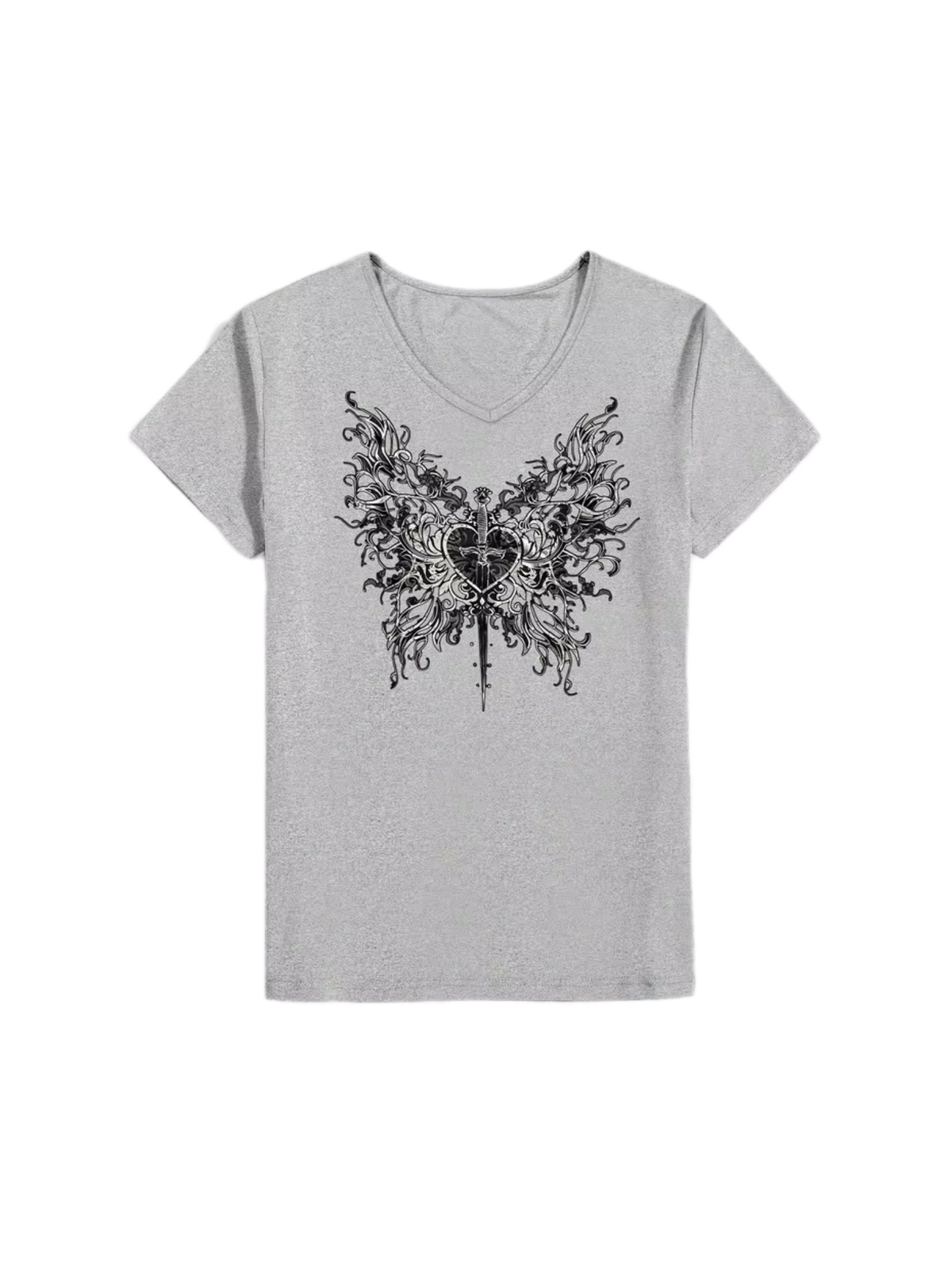 INAWLY Butterfly V-Neck Shirt (L)