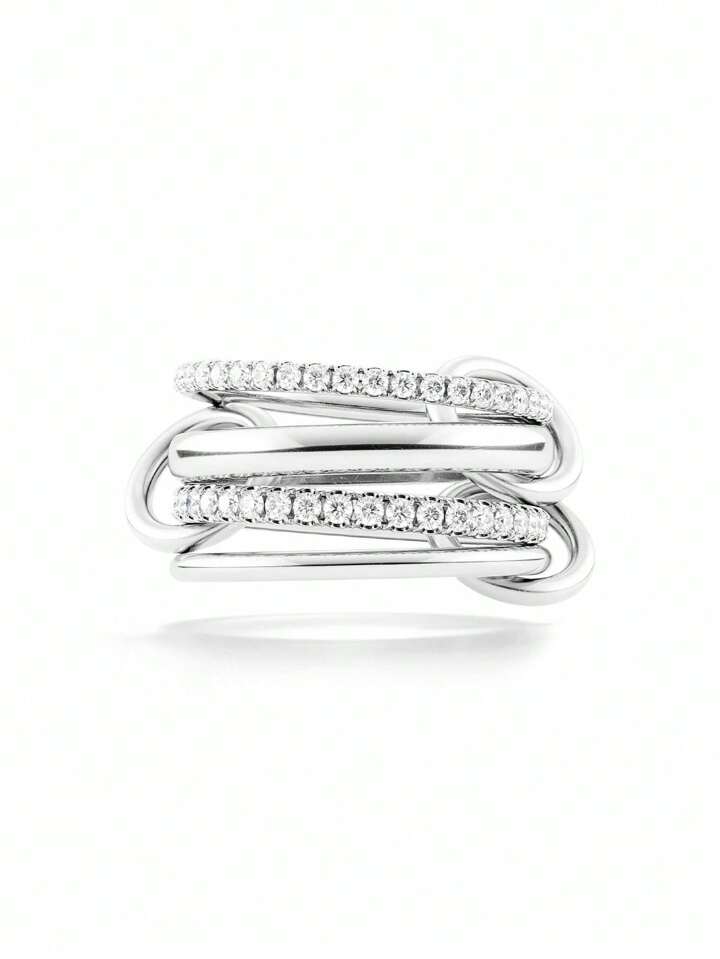 925 Silver Four-Layer Zirconia Ring