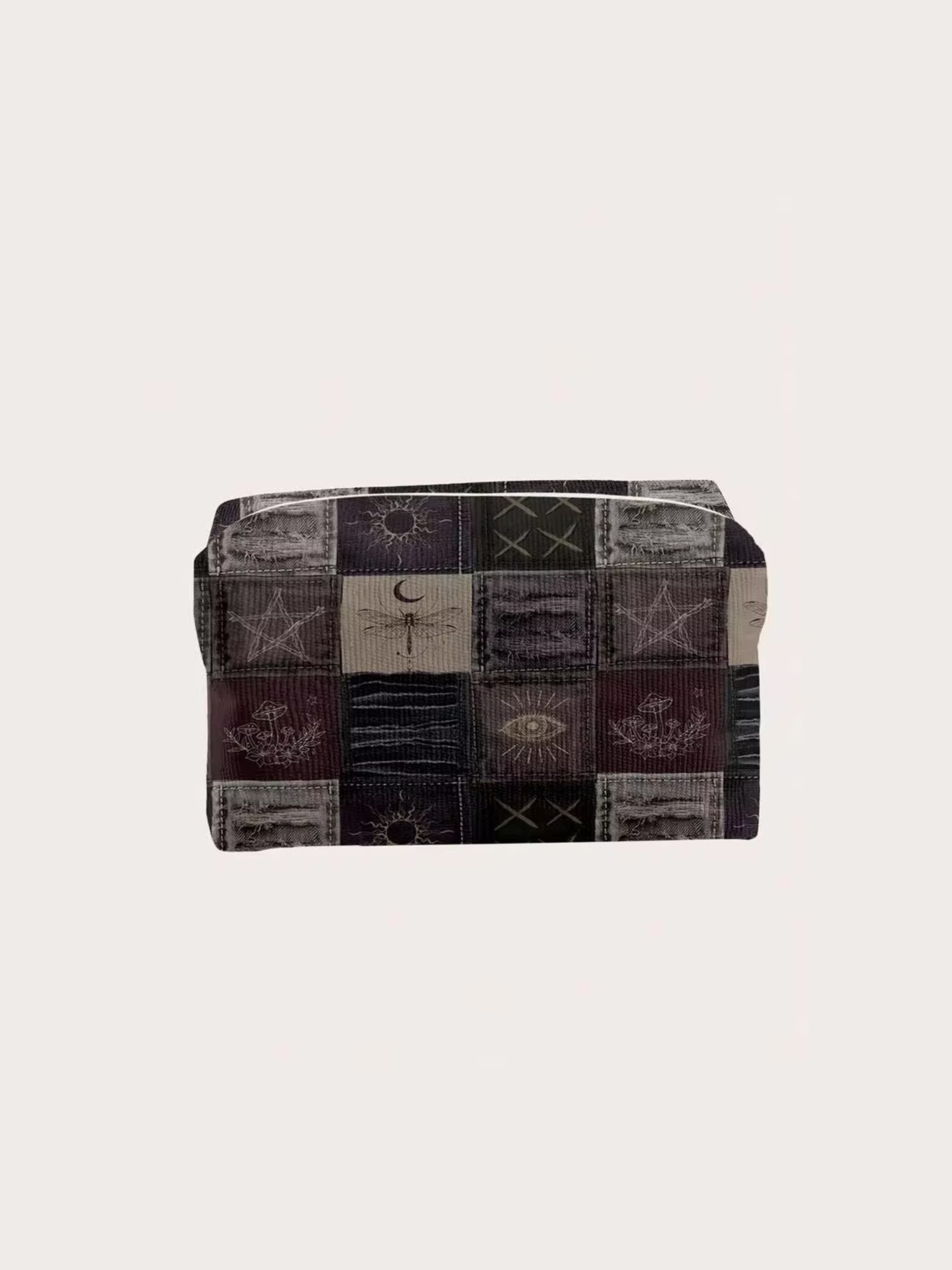 ROMWE Fairycore Vintage Octagon Velvet Cosmetic Bag