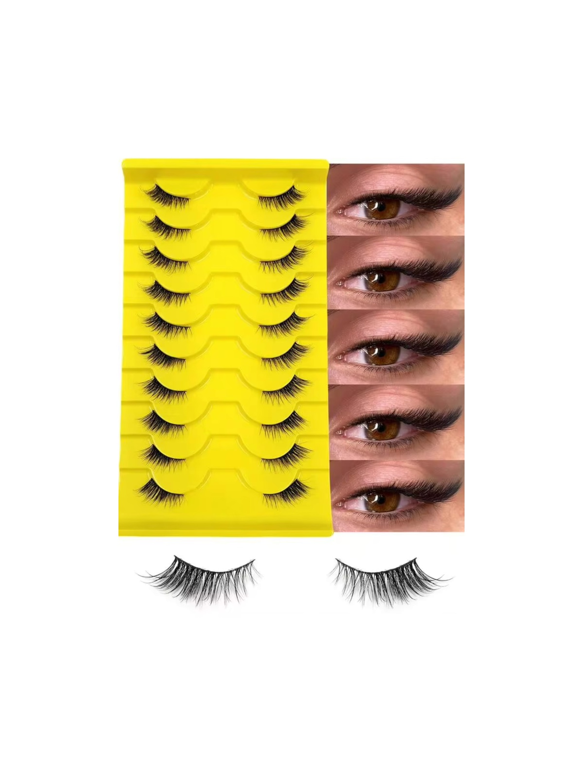 رموش اصطناعية نصف عين طبيعية كثيفة (١٠ أزواج)